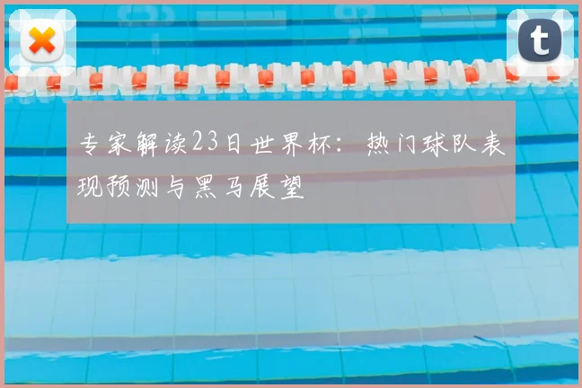 专家解读23日世界杯：热门球队表现预测与黑马展望